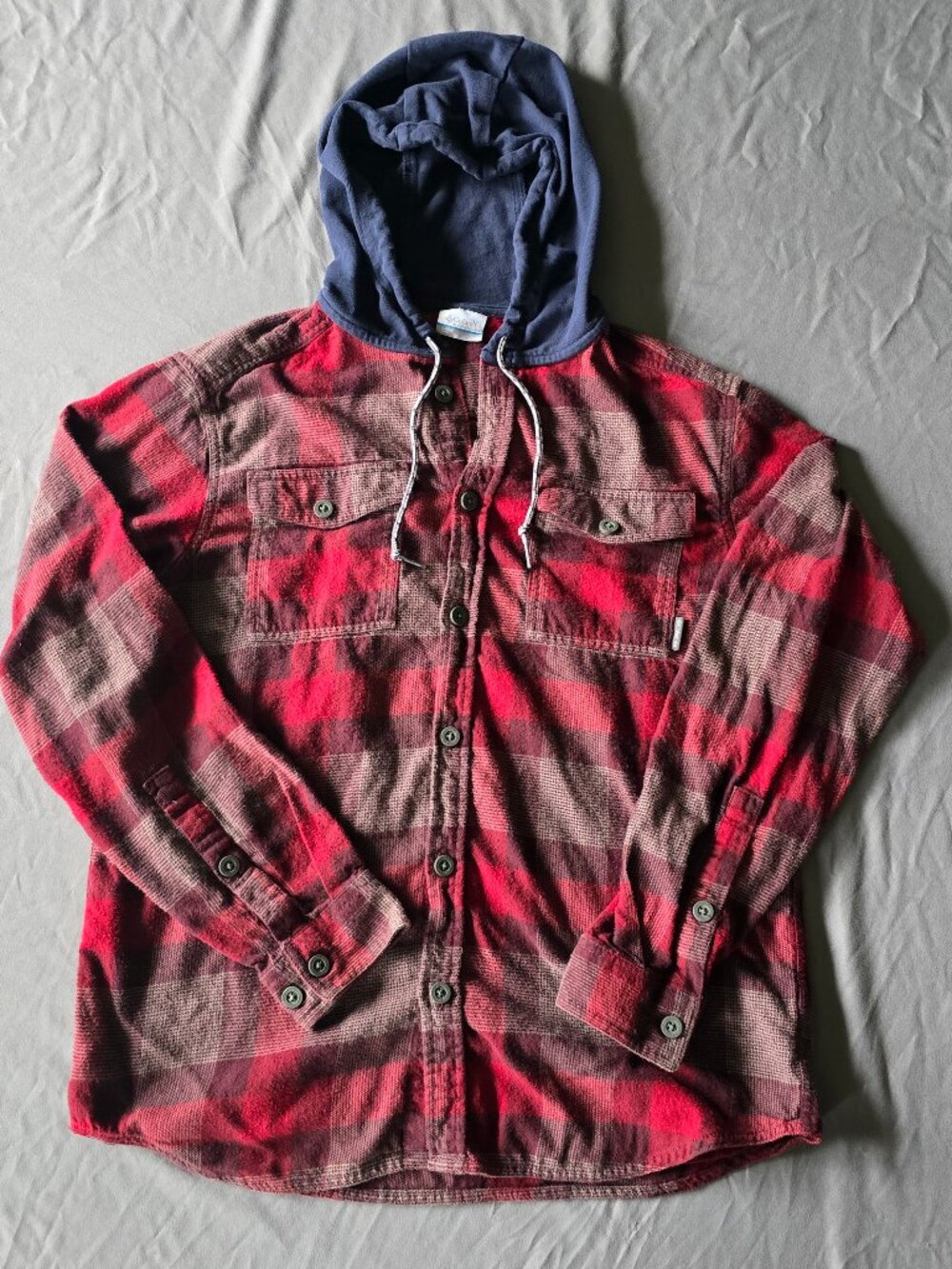 Columbia Hooded Flannel Shirt Medium